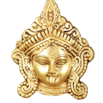 Brass Goddess Kali Face Hanging on Wooden Frame with Premium Fabric - 13.5" x 14.5" | Divine Elegance | Exquisite Wall Decor | Spiritual Ambiance | Handcrafted Art